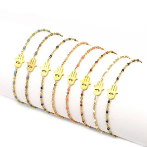 Stainless Steel / Hamsa Bracelets / Jewelry / 18K Gold Plated / Women's / Sparkly Bracelets / Customized