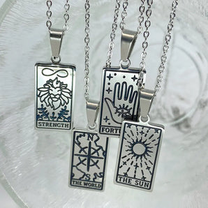 Square Tarot Pendant Necklace / Stainless Steel / Tarot Jewelry / Jewelry / 18K Gold Plated / Silver Plated