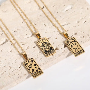 Square Tarot Pendant Necklace / Stainless Steel / Tarot Jewelry / Jewelry / 18K Gold Plated / Silver Plated