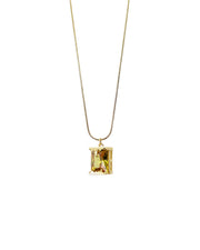 Vintage Brass Zircon Pendant Necklace