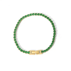 14k Gold Plated / Stainless Steel / Tennis Bracelets / Bangles For Women / Casual / Party / Gift / Trendy / Holiday / Fashion / Bracelet With Green Zirconia